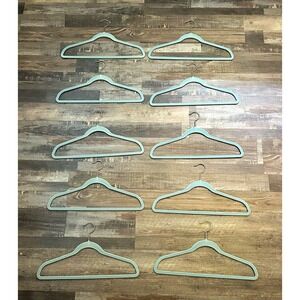 10-Pack Blue Velvet Flocked Non-Slip Clothes Hangers w/ Metal Hooks